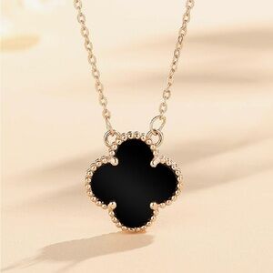 Rachel Zoe Black and Gold Clover Necklace